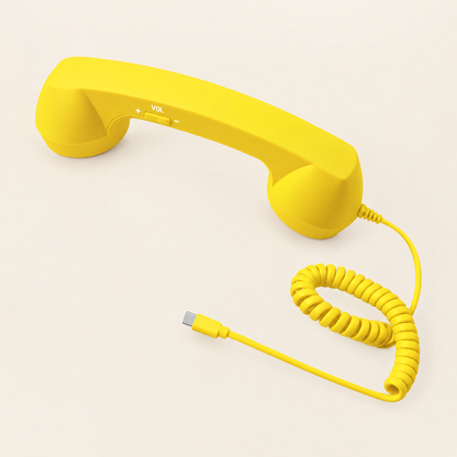Retro phone handset for smartphones in Yellow