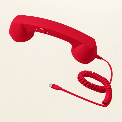 Retro phone handset for smartphones in Red